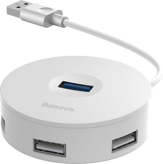 Baseus Round Box Hub 3 Θυρών USB 3.0 με σύνδεση USB-A Λευκό
