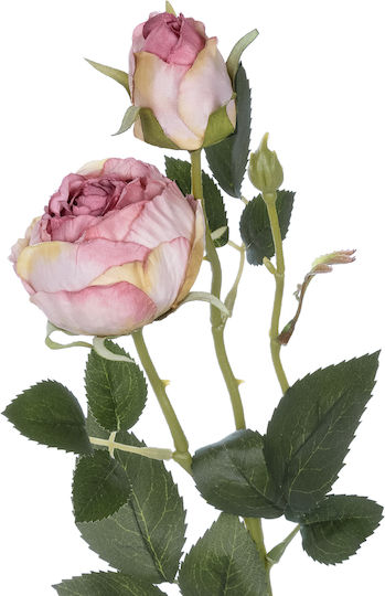 Decorative Artificial Flower Rose Pink 55cm GloboStar
