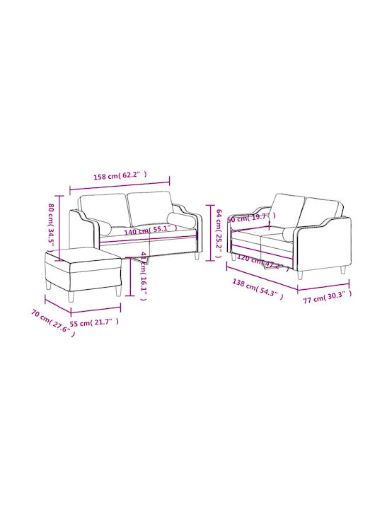 Set de Sufragerie 2 Scaune & 2 Scaune & Taburet