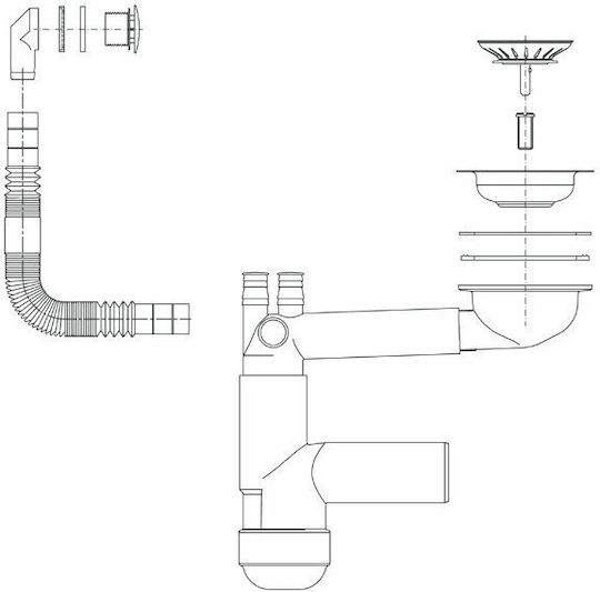 Deante Space Saver Lux Zxy 9917 Steel Sink Siphon