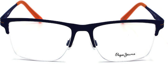 Pepe Jeans Männlich Metallisch Brillenrahmen Blau PJ1232-C4
