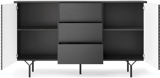 Sideboard Raven Wooden with Drawers Charcoal 144x38x83cm