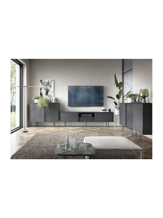 Μπουφές Raven Ξύλινος με Συρτάρια Ανθρακί 144x38x83cm