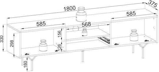 Έπιπλο Τηλεόρασης Ανθρακί Μ180xΠ38xΥ51cm