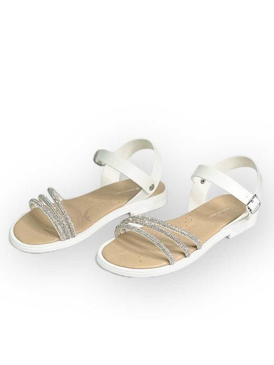 CHILDREN'S Smart Kids sandals with straps AND rhinestones white. - WHITE