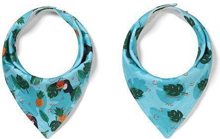 Babyono Bandana from 100% Cotton with Button Turquoise for 0 m+ 2pcs