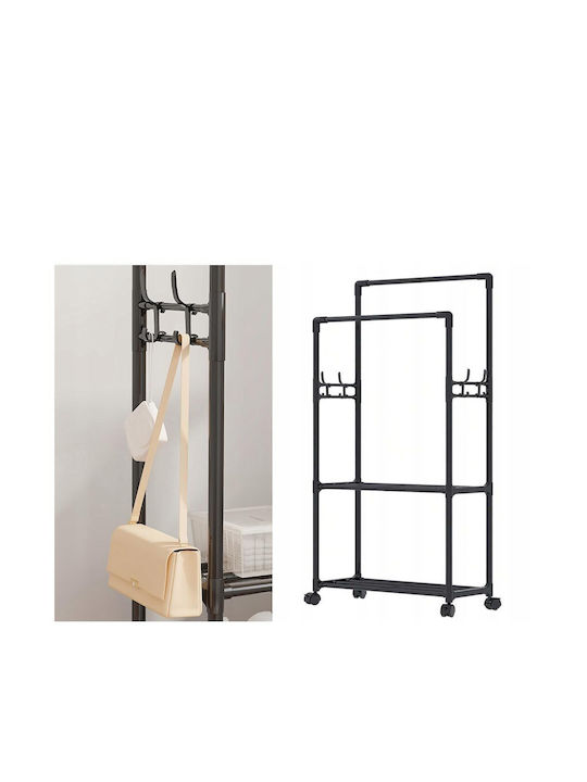 Aria Trade Wheeled Floor Garment Rack made of Metal Black