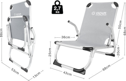 Escape Small Chair Beach Aluminium with High Back White