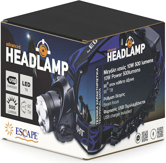 Escape Wiederaufladbar Stirnlampe LED mit maximaler Helligkeit 500lm