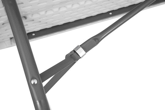 Outdoor Dinner Foldable Table with Plastic Surface and Metal Frame White 183x77x74cm