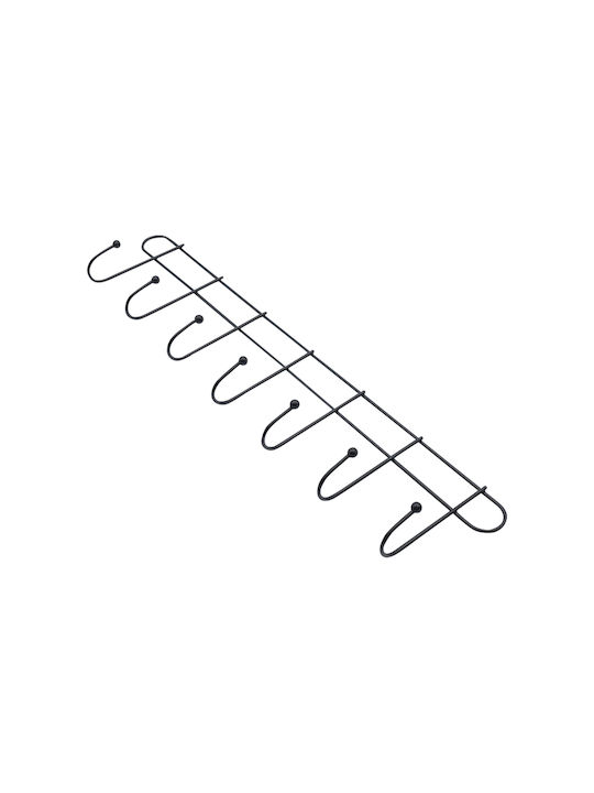 Uncle George Metal Wall Hanger With 7 Hooks Black 46x5x10cm