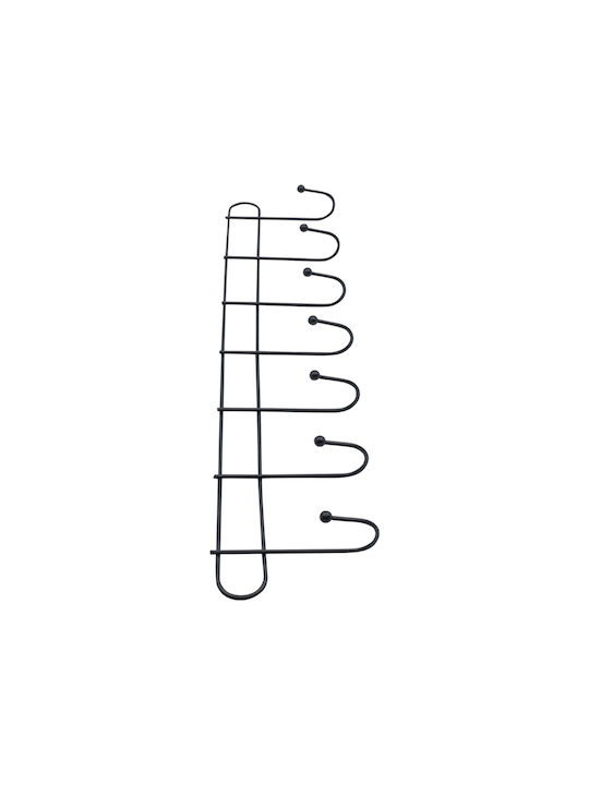 Uncle George Metal Wall Hanger With 7 Hooks Black 46x5x10cm