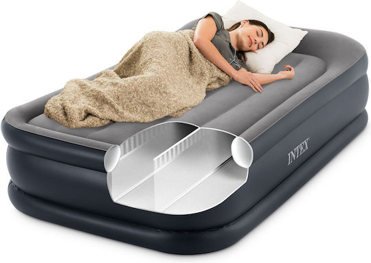 Intex Inflatable Sleeping Mattress Single with Built-in Electric Pump Deluxe Pillow Rest Raised 191x99x42εκ.
