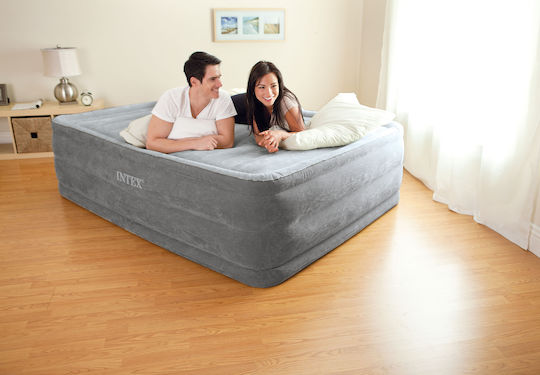 Intex Air Mattress Double with Integrated Electric Pump Comfort Plush Queen 203x152x56cm