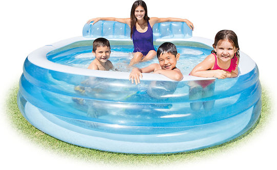 Intex Swim Center Oval Inflatable Swimming Pool 590l 224x224x76cm Light Blue 224x216x76cm