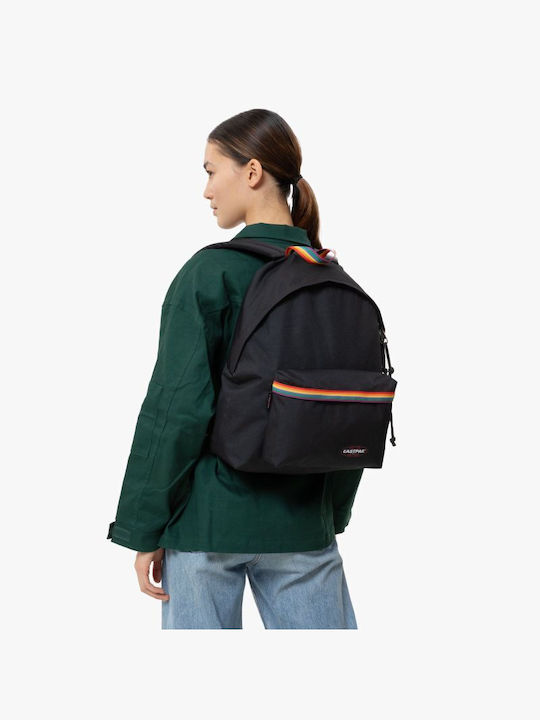 Градски черен раница с детайли в дъгови цветове Eastpak Padded Pak'r Color Band Rainbow