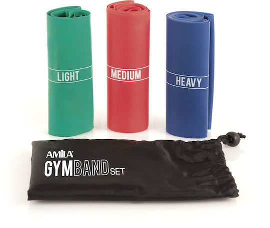 AMILA Resistance Bands Set 3pcs Multicolored 1.2m