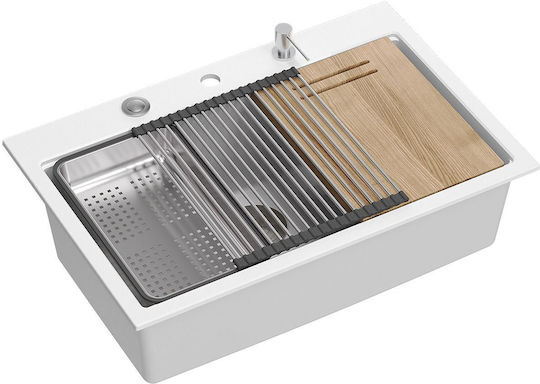 GraniteQ Ένθετος Νεροχύτης Inox Μ76xΠ50cm Γκρι