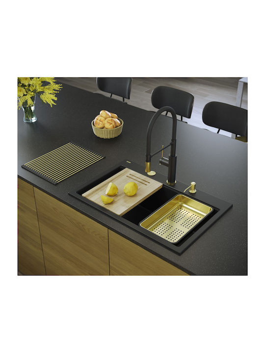GraniteQ Marc Ένθετος Νεροχύτης Inox Μ76xΠ50cm Γκρι