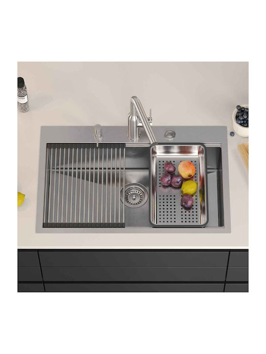 GraniteQ Drop-In Chiuvetă Inox L76xW50cm Gri