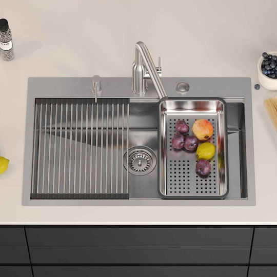 GraniteQ Ένθετος Νεροχύτης Inox Μ76xΠ50cm Γκρι