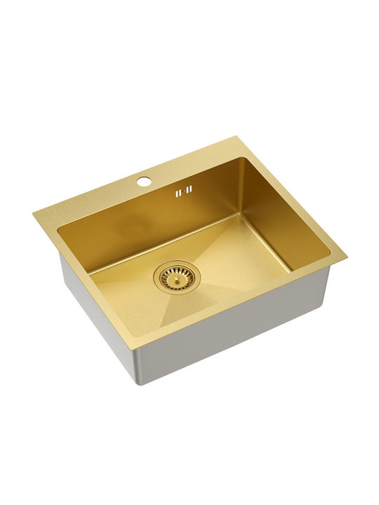Quadron Ένθετος Νεροχύτης Γωνιακός Inox ΜxΠ Χρυσός 5903242535864
