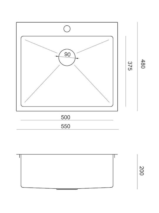 Quadron Ένθετος Νεροχύτης Γωνιακός Inox ΜxΠ Χρυσός 5903242535864