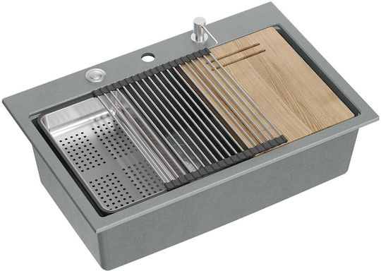 GraniteQ Ένθετος Νεροχύτης Inox Μ76xΠ50cm Γκρι