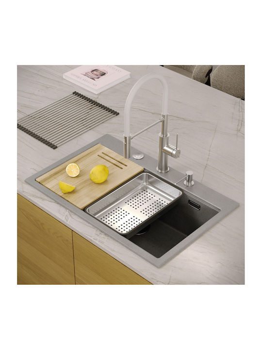 GraniteQ Drop-In Sink Inox W76xD50cm Gray