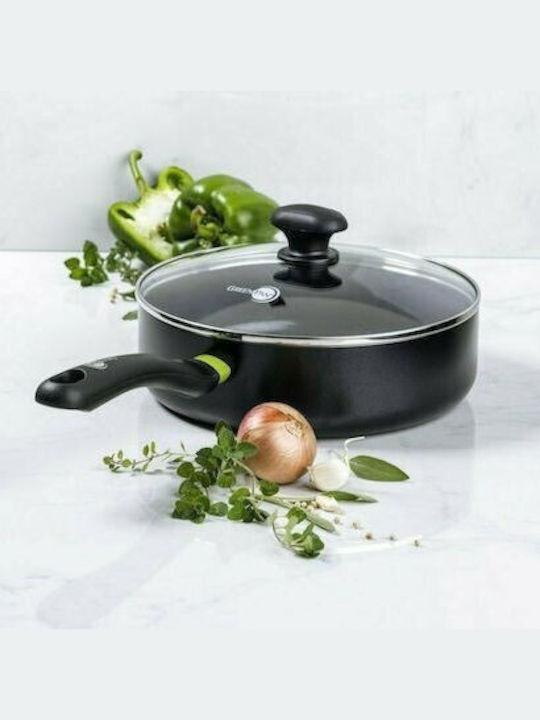Green Pan Pan With Lid made of Aluminum Black 24cm