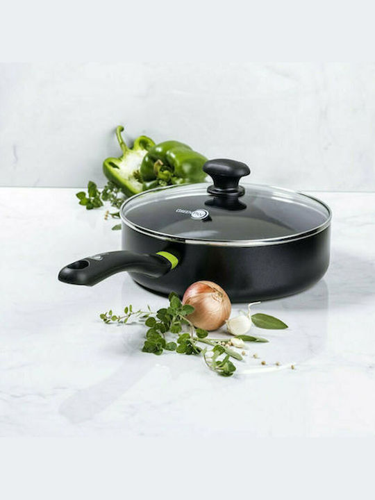 Green Pan Pan With Lid made of Aluminum Black 24cm
