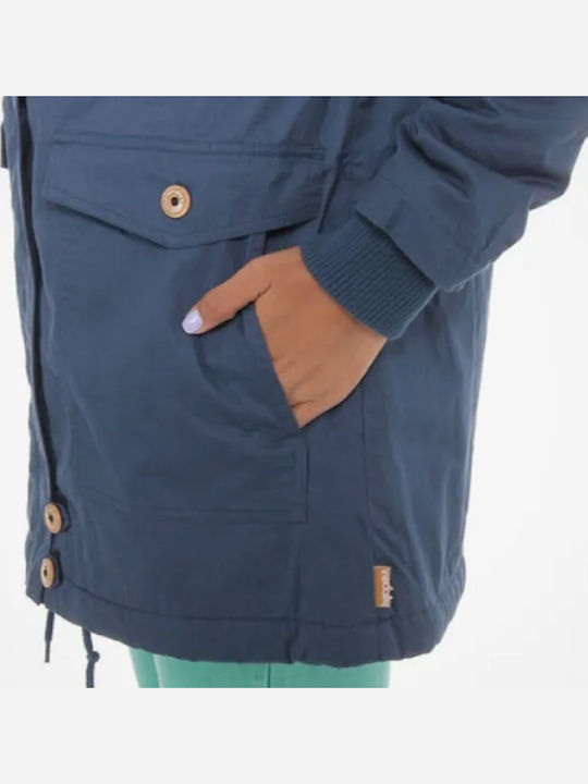 Kurz Damen Parka Jacke für Winter Steelblue