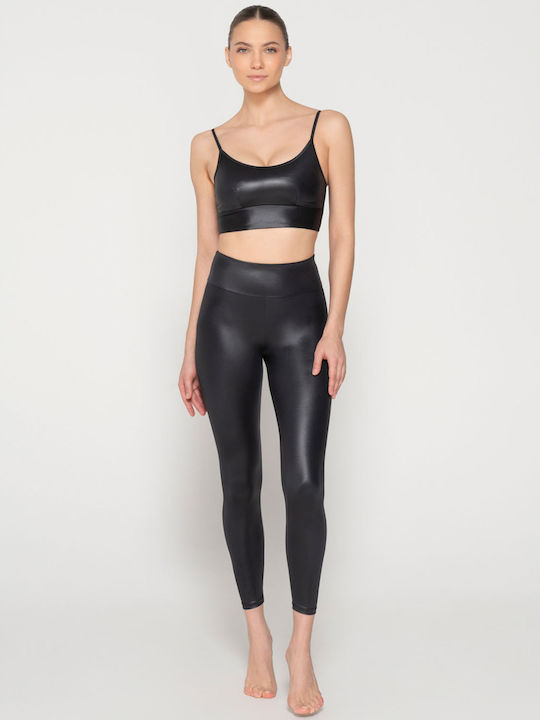 Luna Frauen Leggings Glänzend & Push Up Black