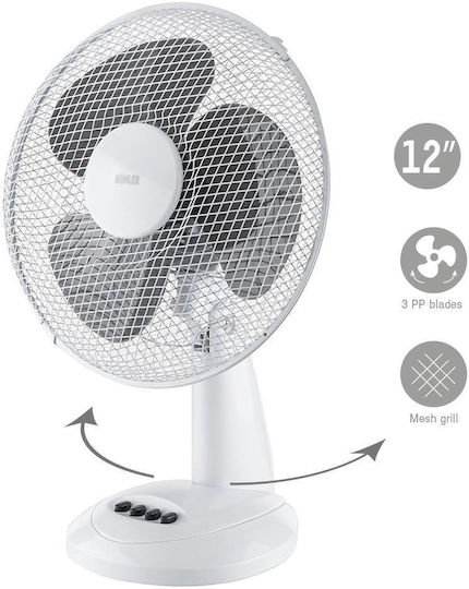 Muhler 30D Επιτραπέζιος Ανεμιστήρας 45W Διαμέτρου 30cm Λευκός