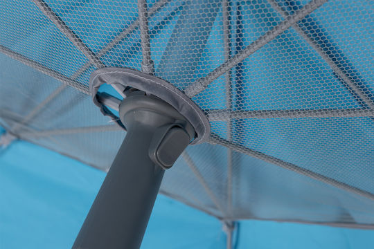 Escape Folding Beach Umbrella Aluminum Diameter 2.2m with UV Protection and Air Vent Light Blue