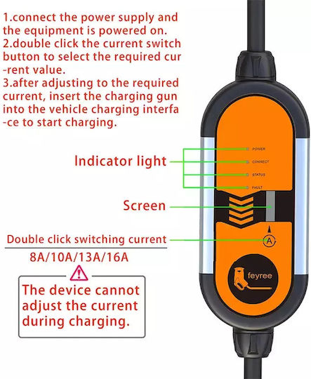 Feyree Portable Single Phase 3.5kW Charging Station with Built-in Cable Type 2 (20211207-TG)