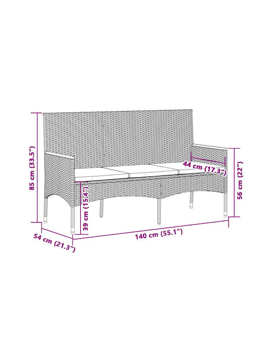Baumsessel-Sofa Außenbereich Rattan mit Kissen 140x54x85cm
