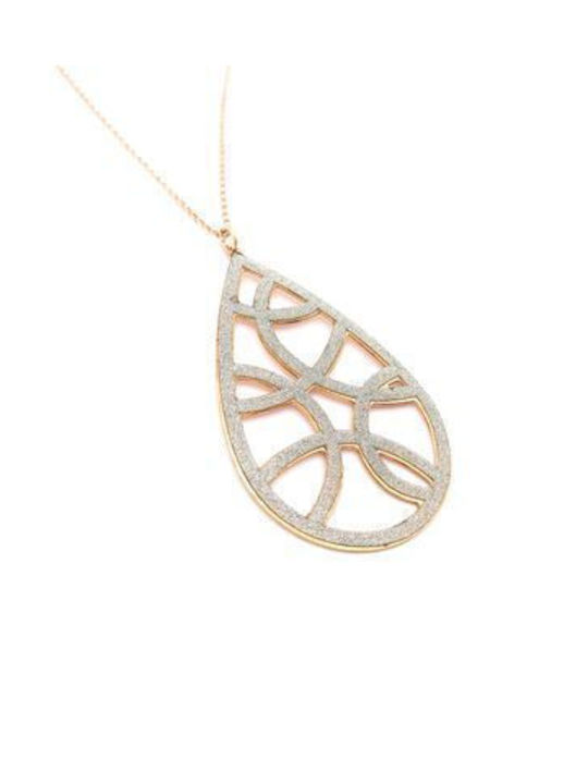 PS Silver Necklace with design Tear from Pink Gold Plated Silver