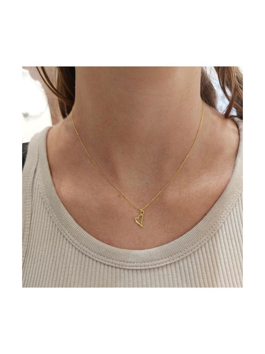 Ios Necklace with design Heart from Gold Plated Silver