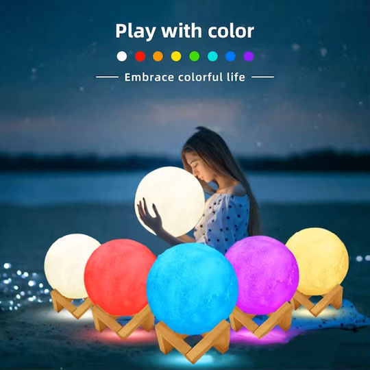 Keskor Διακοσμητικό Φωτιστικό Moon LED RGB 12x12x15εκ.