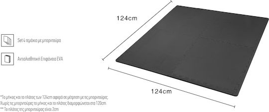 AMILA Podele Puzzle de Gimnastică Negre 60x60x1cm 4buc