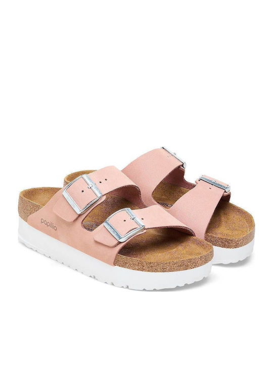 Arizona Leather Women's Flat Sandals Anatomic in Pink Color Narrow Fit