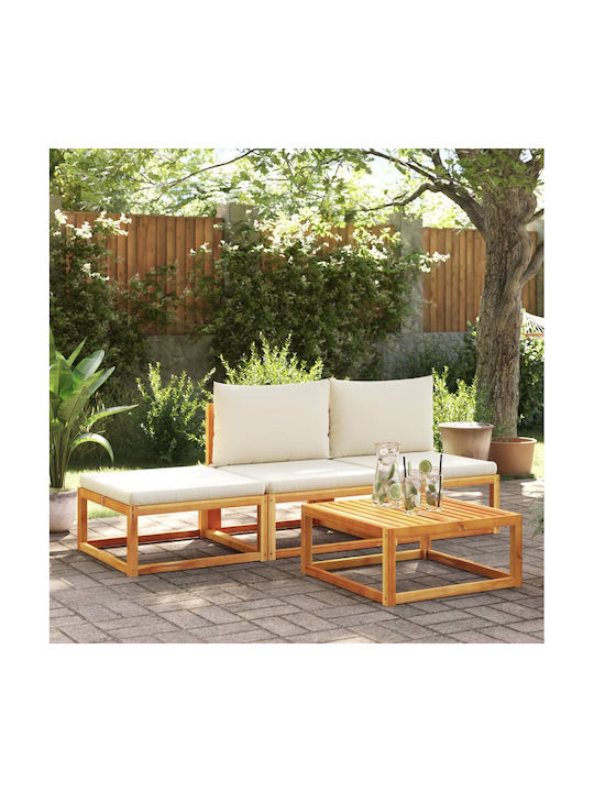 Wooden Cube Garden Stool with Cushion Brown 65x65x29cm