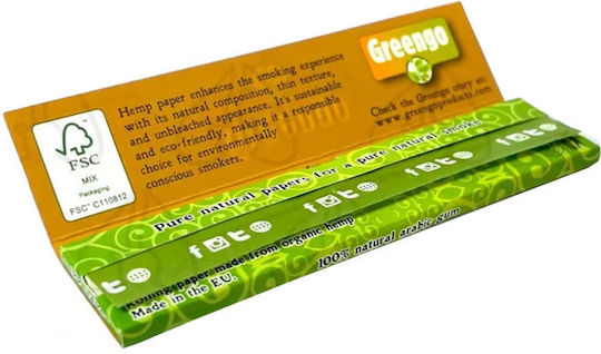 Greengo Χαρτάκια Organic Hemp King Size Slim Unbleached 50τεμ