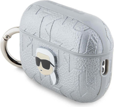 Karl Lagerfeld Karl Head Case in Silver color for Apple AirPods Pro