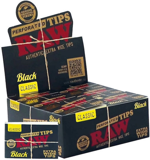 Raw Tips Black Τζιβάνα Μαύρη Φαρδιά Extra Wide Aκατέργαστη 40φ