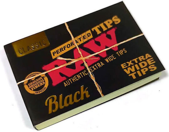 Hartie pentru tigari Raw Tips Black Extra Wide neprelucrata 40 foi 36 pachete