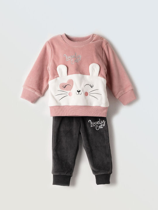 Kids Sweatpants Set Pink 2pcs