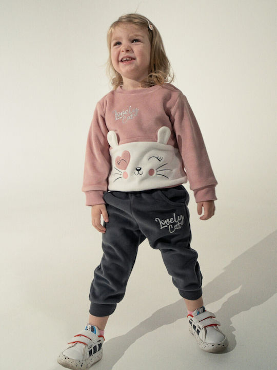 Kids Sweatpants Set Pink 2pcs