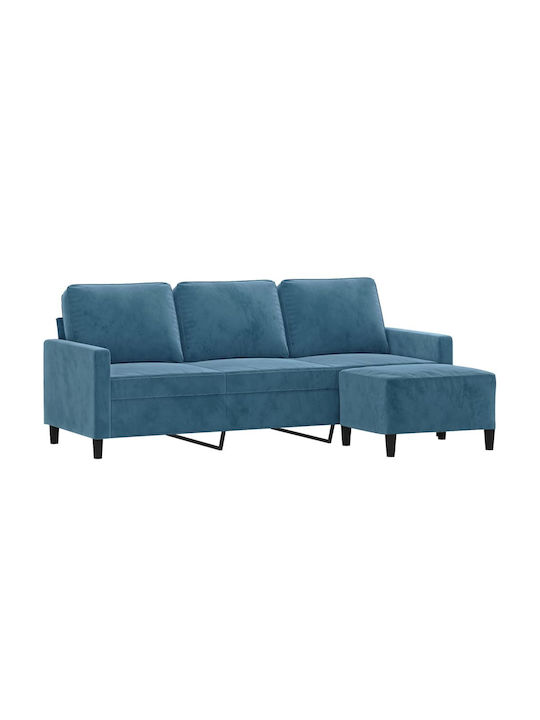 Three-Seater Velvet Couch Blue 198x77x80 cm